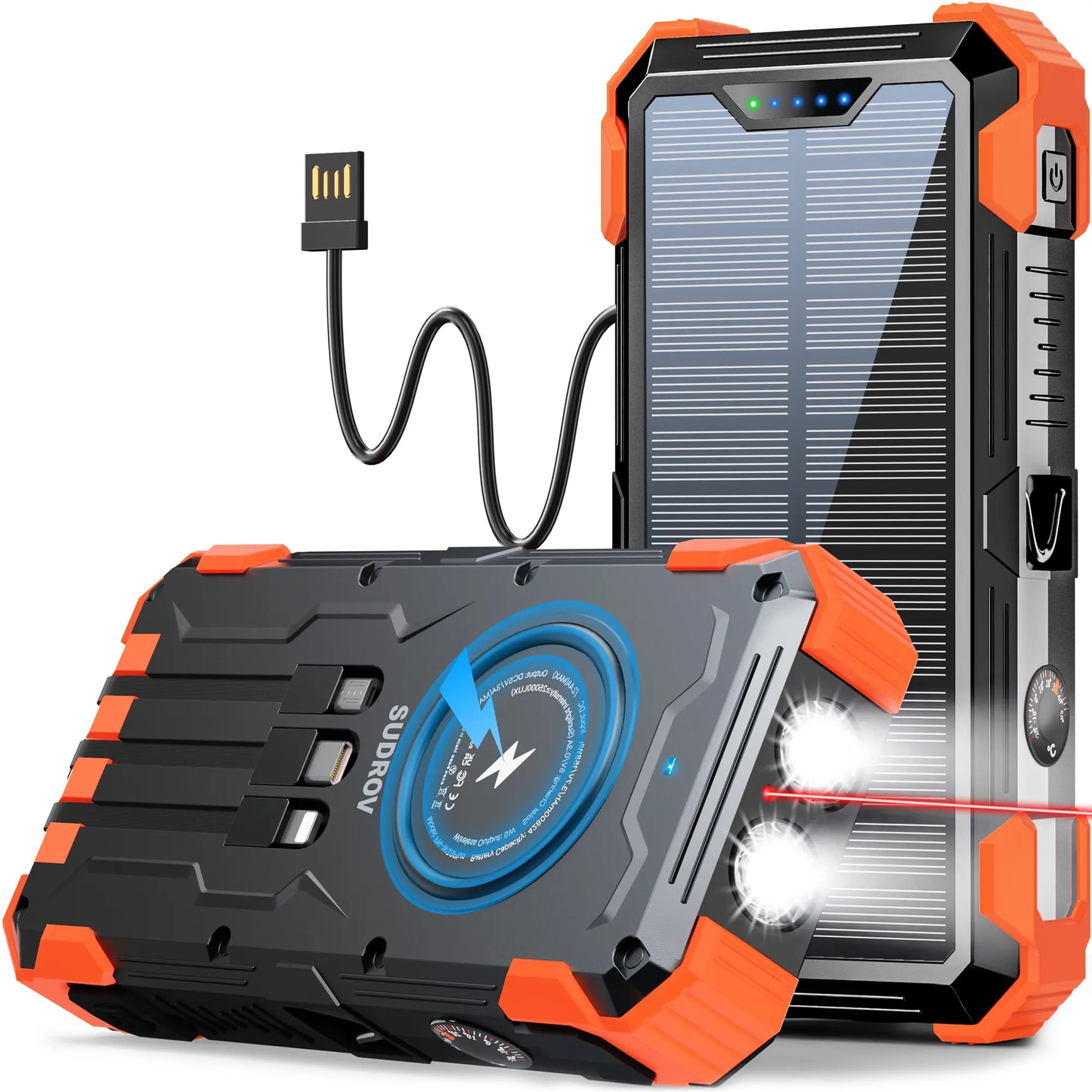 Sudrov 42800mAh Solar Power Bank with 7 Outputs