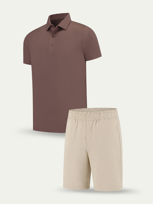 Lux Summer Set - Maroon / Beige