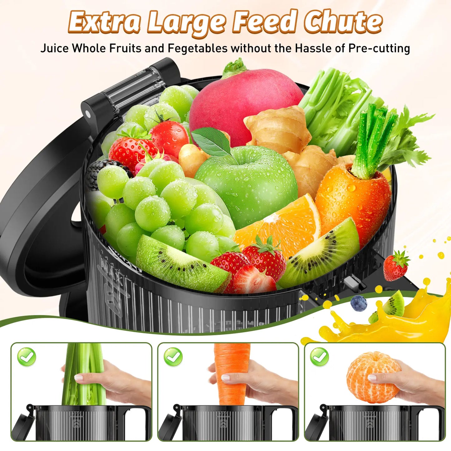 LQZ 350W Cold Press Juicer - High Juice Yield & Easy Clean