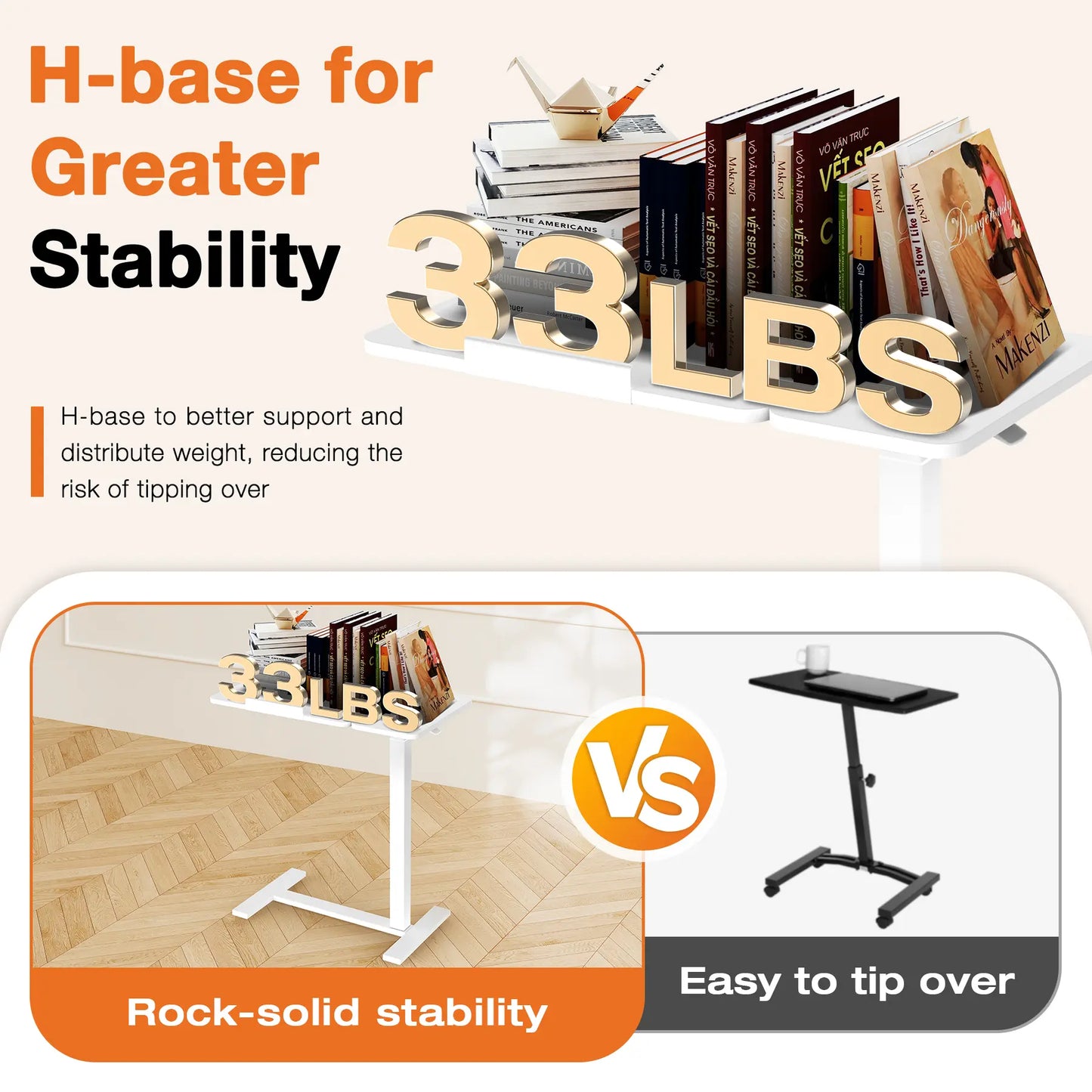 Adjustable Overbed Bedside Table with Wheels - Mobile Workstation