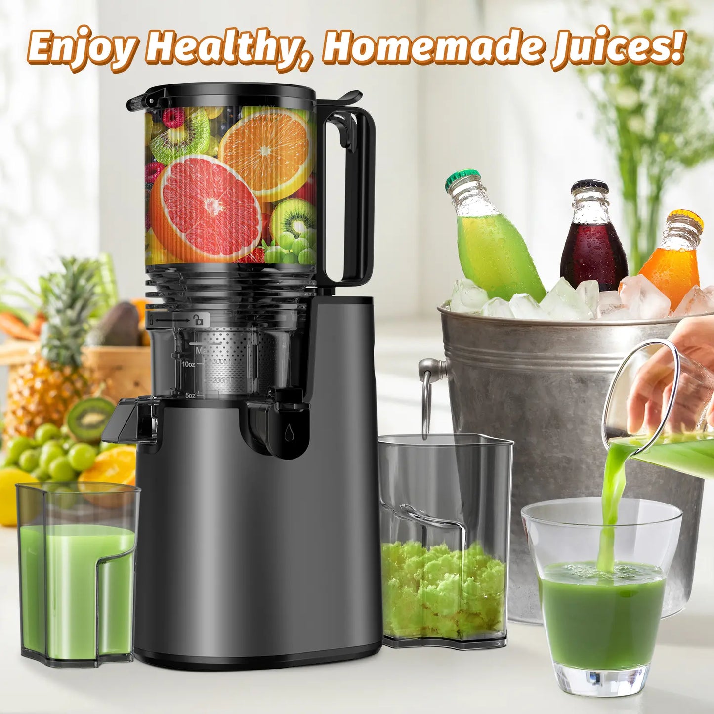 LQZ 350W Cold Press Juicer - High Juice Yield & Easy Clean