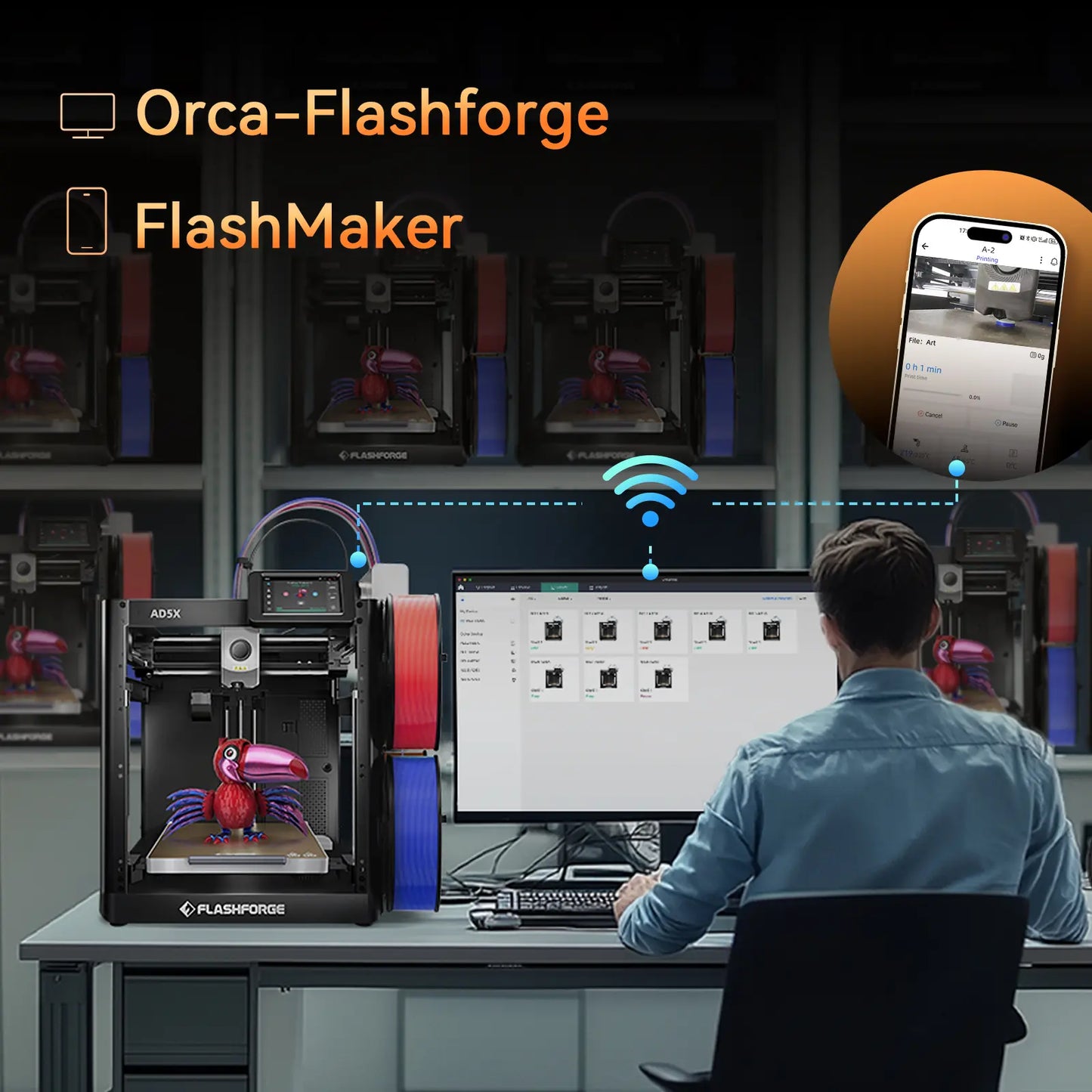 Flashforge AD5X 3D Printer Multi-Color, 600mm/s Speed