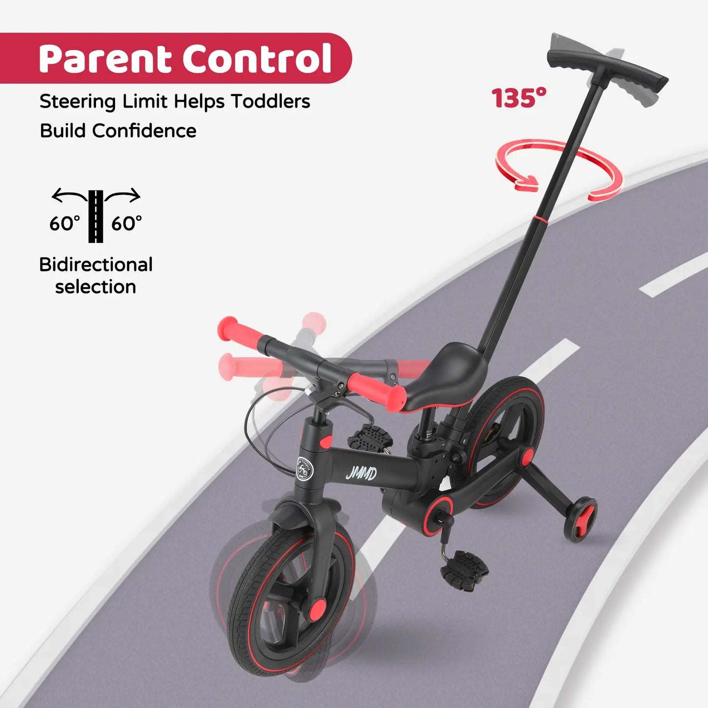 JMMD 6-in-1 Multi-Functional Toddler Bike for Kids