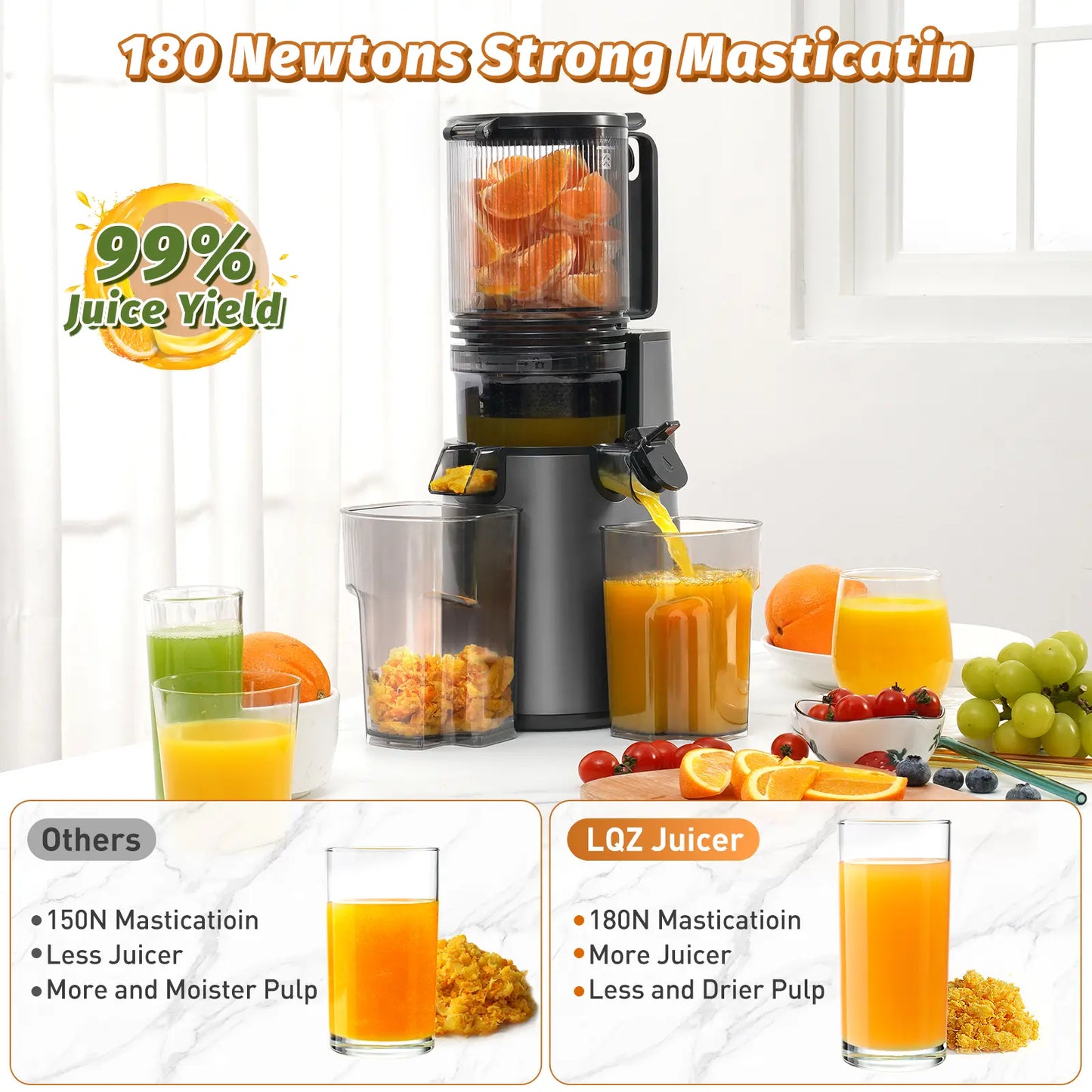 LQZ 350W Cold Press Juicer - High Juice Yield & Easy Clean