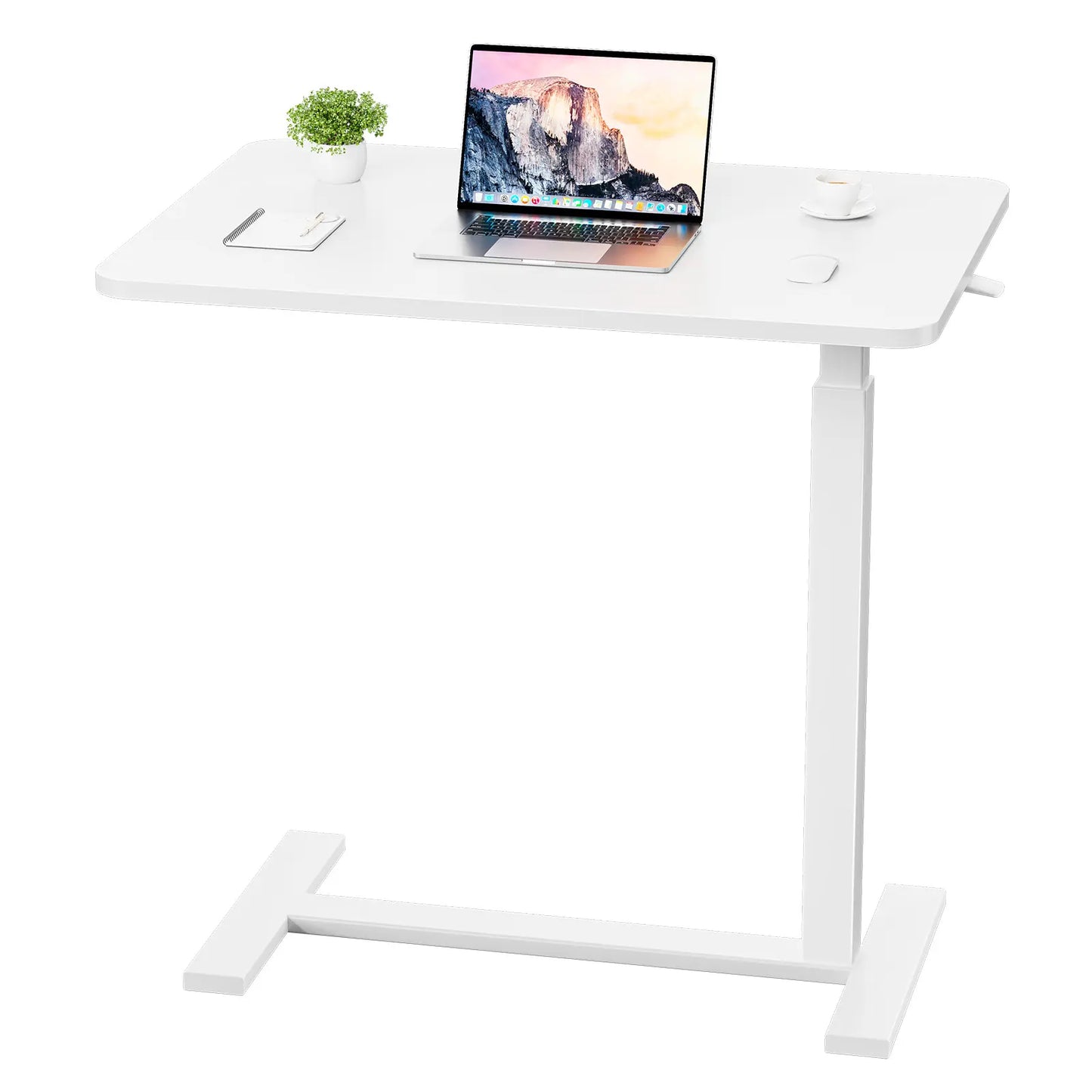 Adjustable Overbed Bedside Table with Wheels - Mobile Workstation