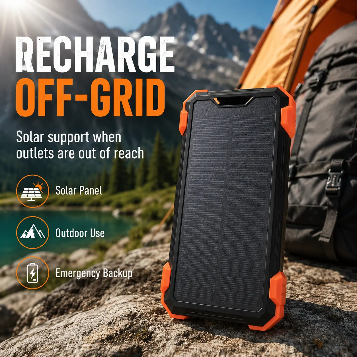 Sudrov 42800mAh Solar Power Bank with 7 Outputs