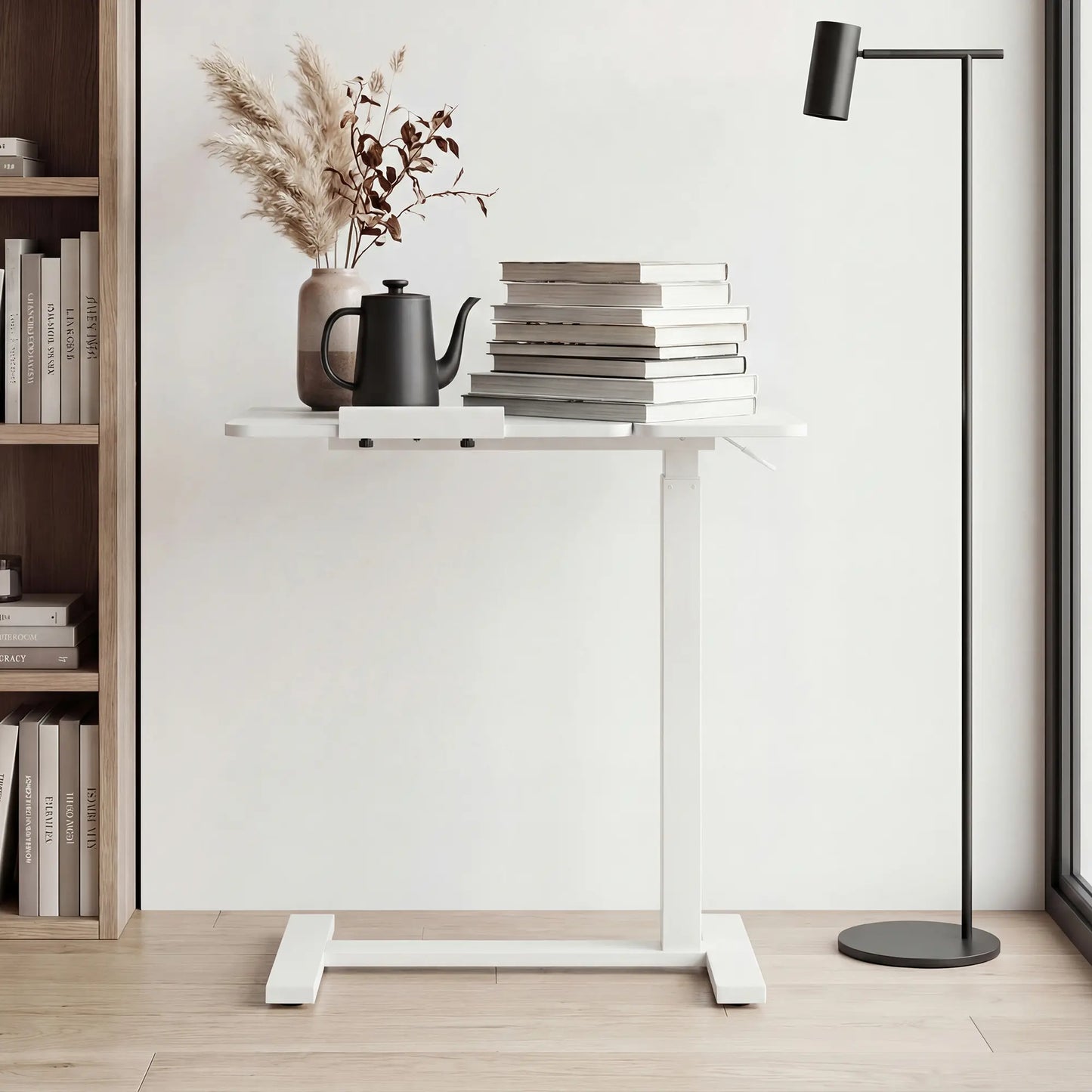 Adjustable Overbed Bedside Table with Wheels - Mobile Workstation