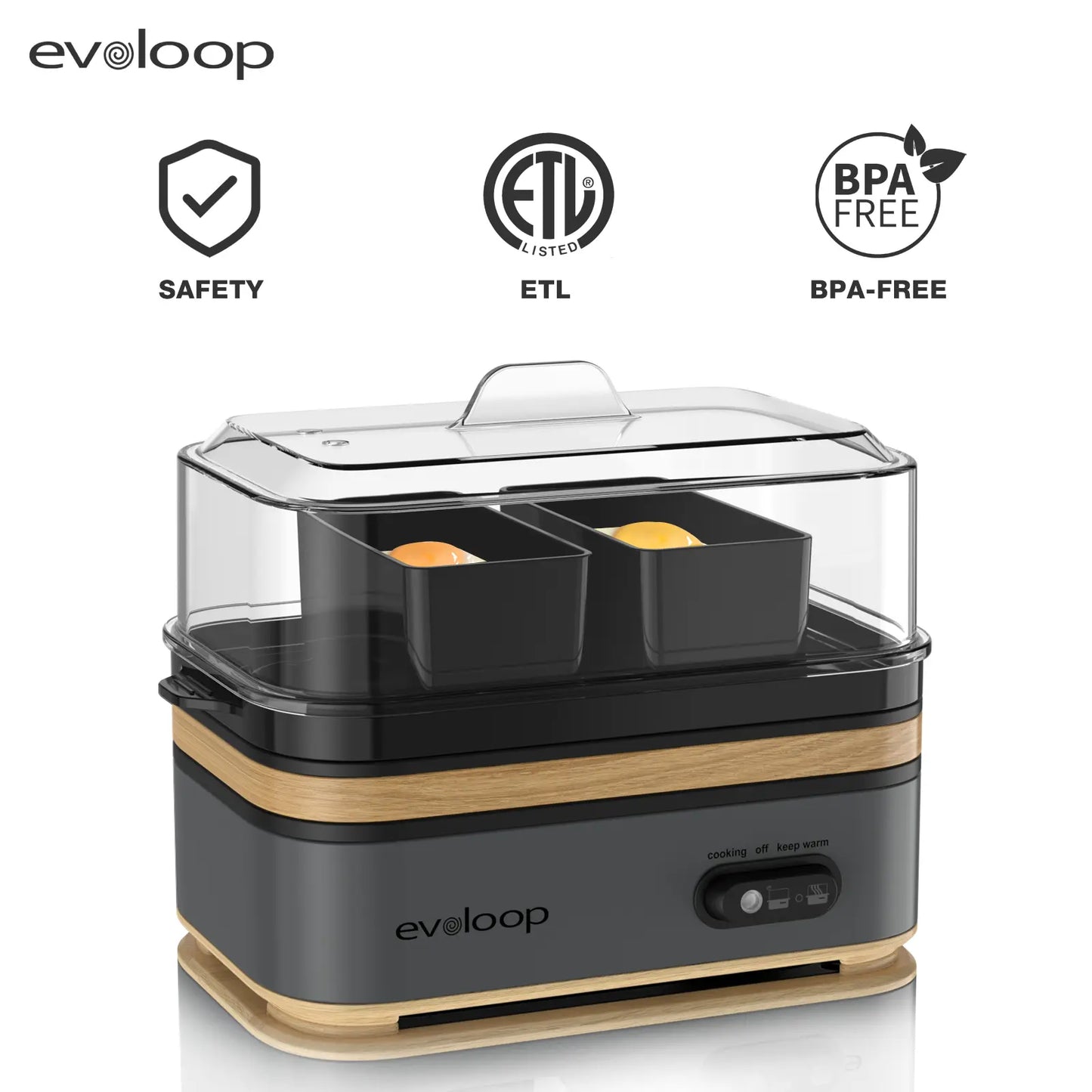 EVOLOOP Rapid Egg Cooker - 6 Egg Capacity, BPA Free