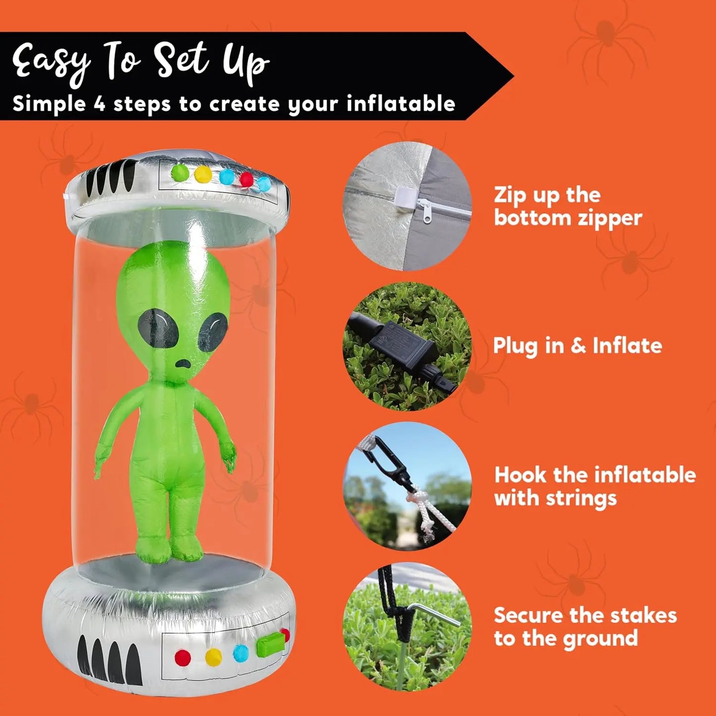7ft Halloween Alien Inflatable Test Tube with Animated LEDs