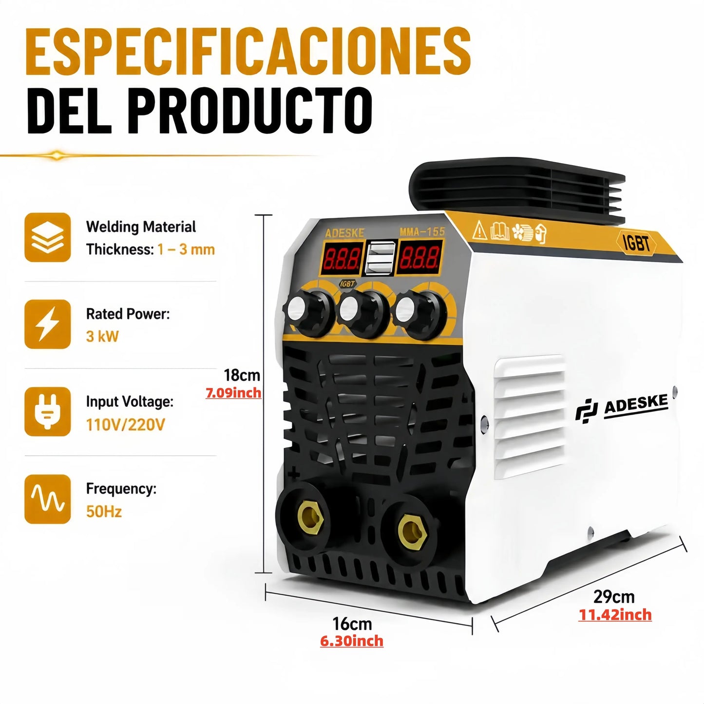 ADESKE MMA-155 Portable Welding Machine with Dual Voltage