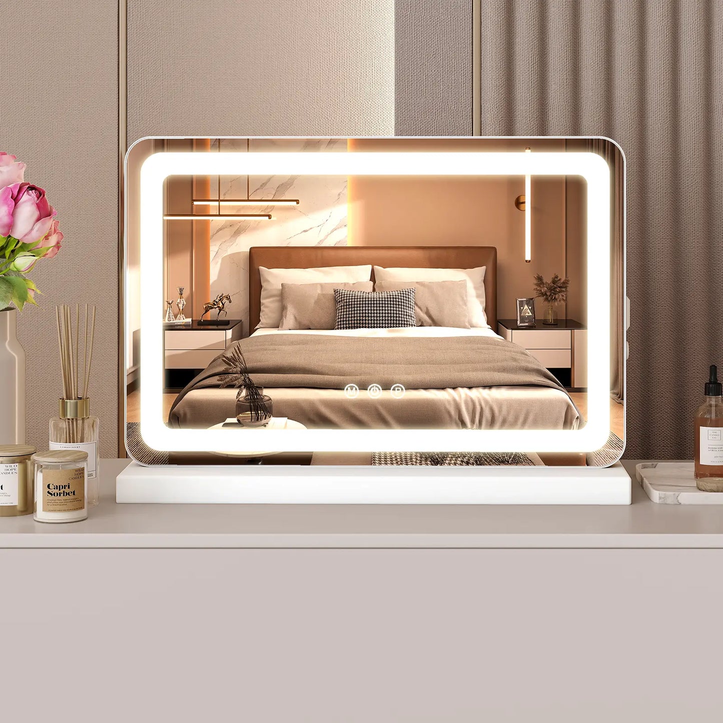 LED Vanity Mirror with Lights - Dimmable 3 Color Modes