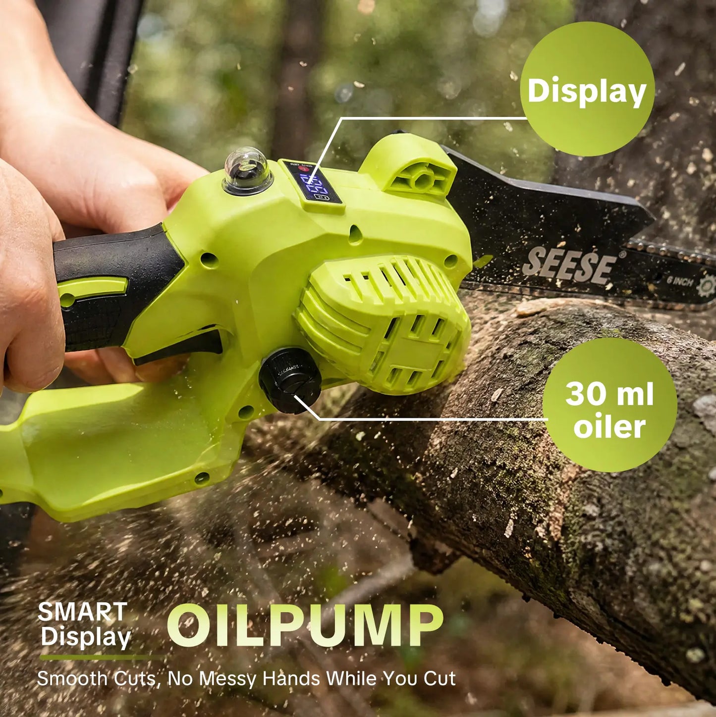 SEESE Brushless Mini 8-Inch Cordless Chainsaw for Garden & DIY