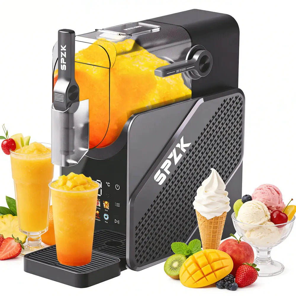 SPZTJK Slushie Machine & Soft Serve Maker IColour Touch Screen, Real-Time Temp Display,Powerful Compressor, 7 Presets, Auto-Clean,24hr Keep Cold for Home, Cafe & SmallBusiness