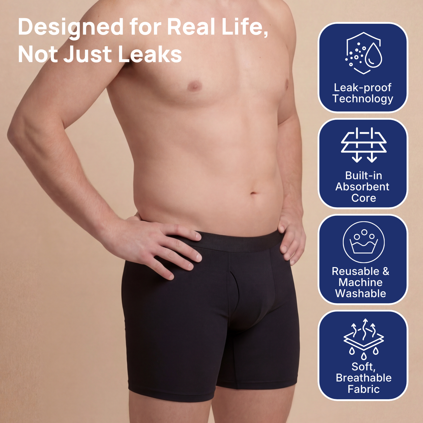 Men’s Ultra-Absorbent Incontinence Boxer Briefs