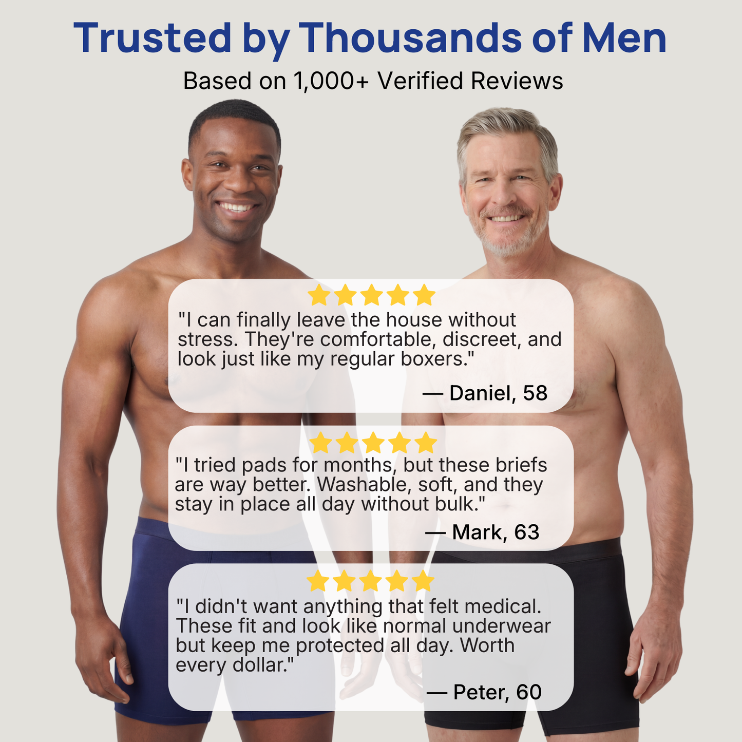Men’s Ultra-Absorbent Incontinence Boxer Briefs