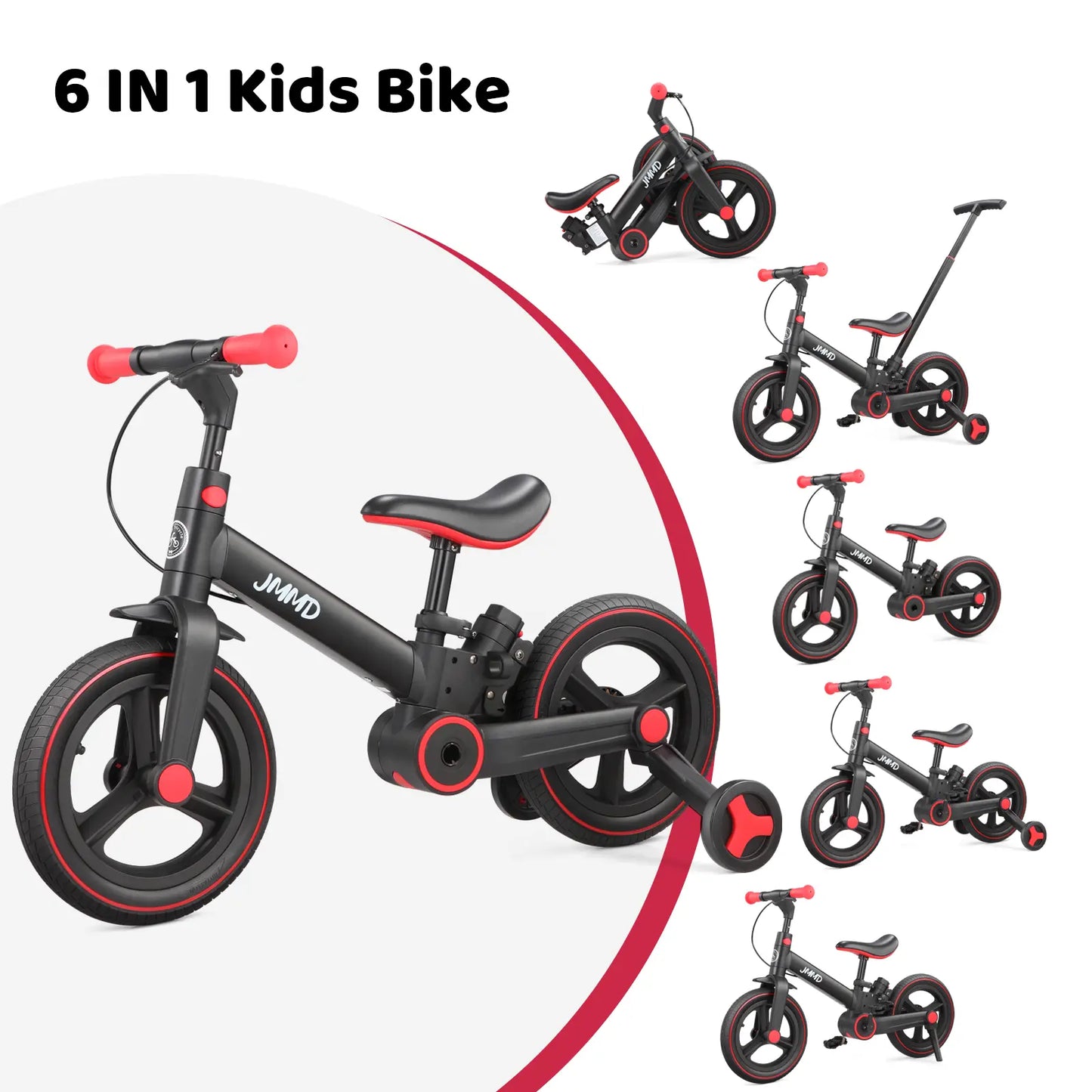 JMMD 6-in-1 Multi-Functional Toddler Bike for Kids