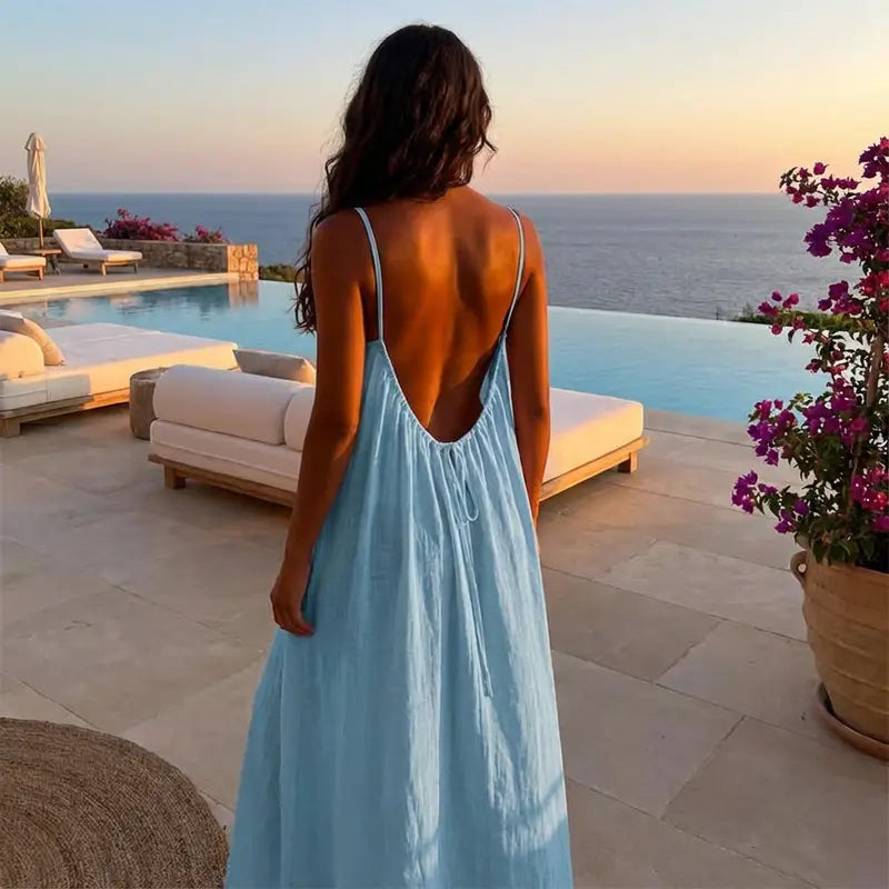 💃LAST DAY SAEL 40% OFF!!✨Women's Solid Color Cami Lounge Dress💕