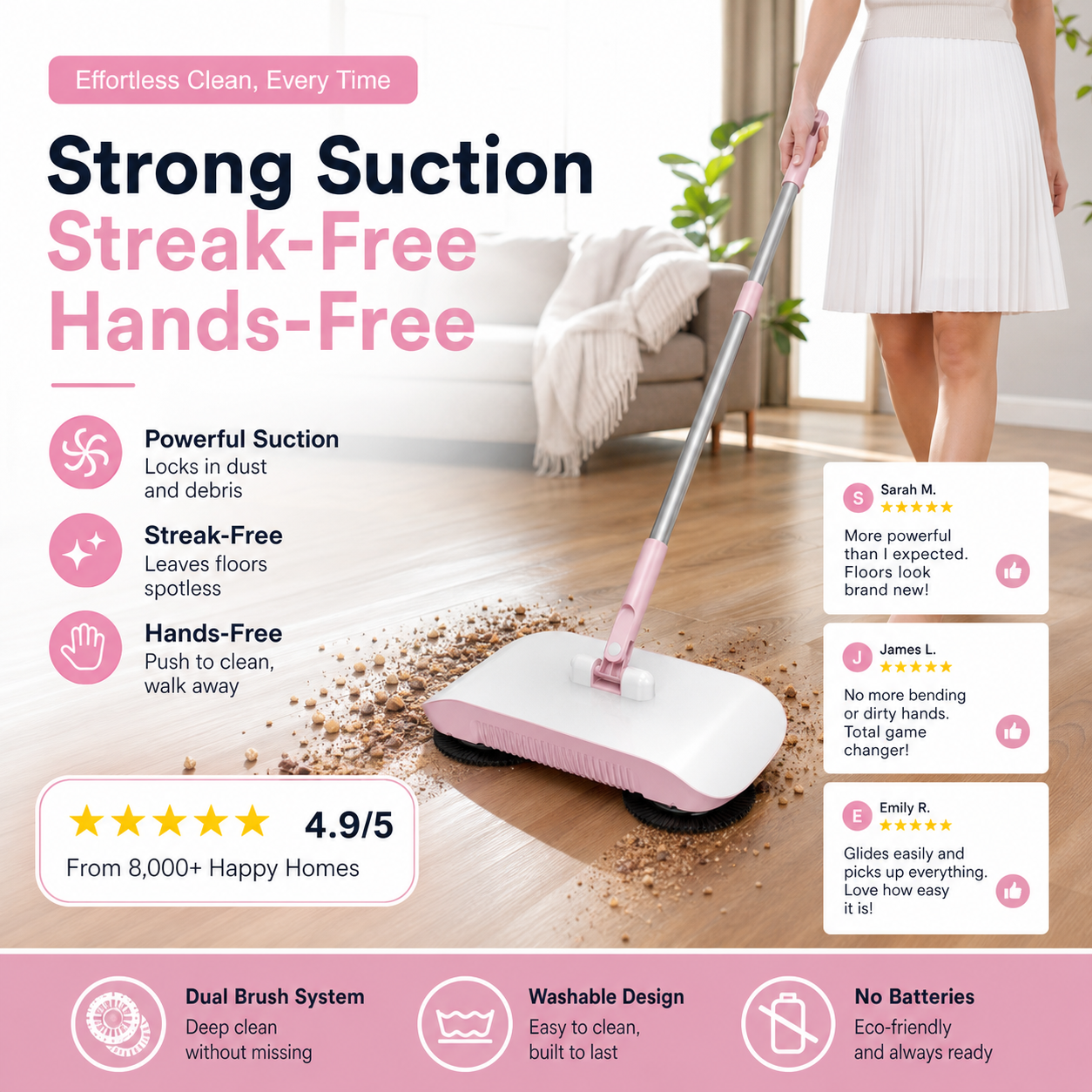 📢📢50% OFF !! ⏰Smart Robot Vacuum Cleaner with Mop & Broom