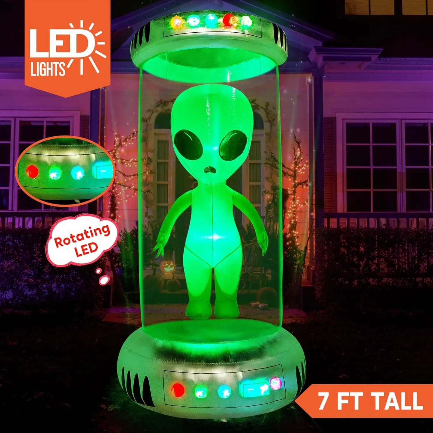 7ft Halloween Alien Inflatable Test Tube with Animated LEDs