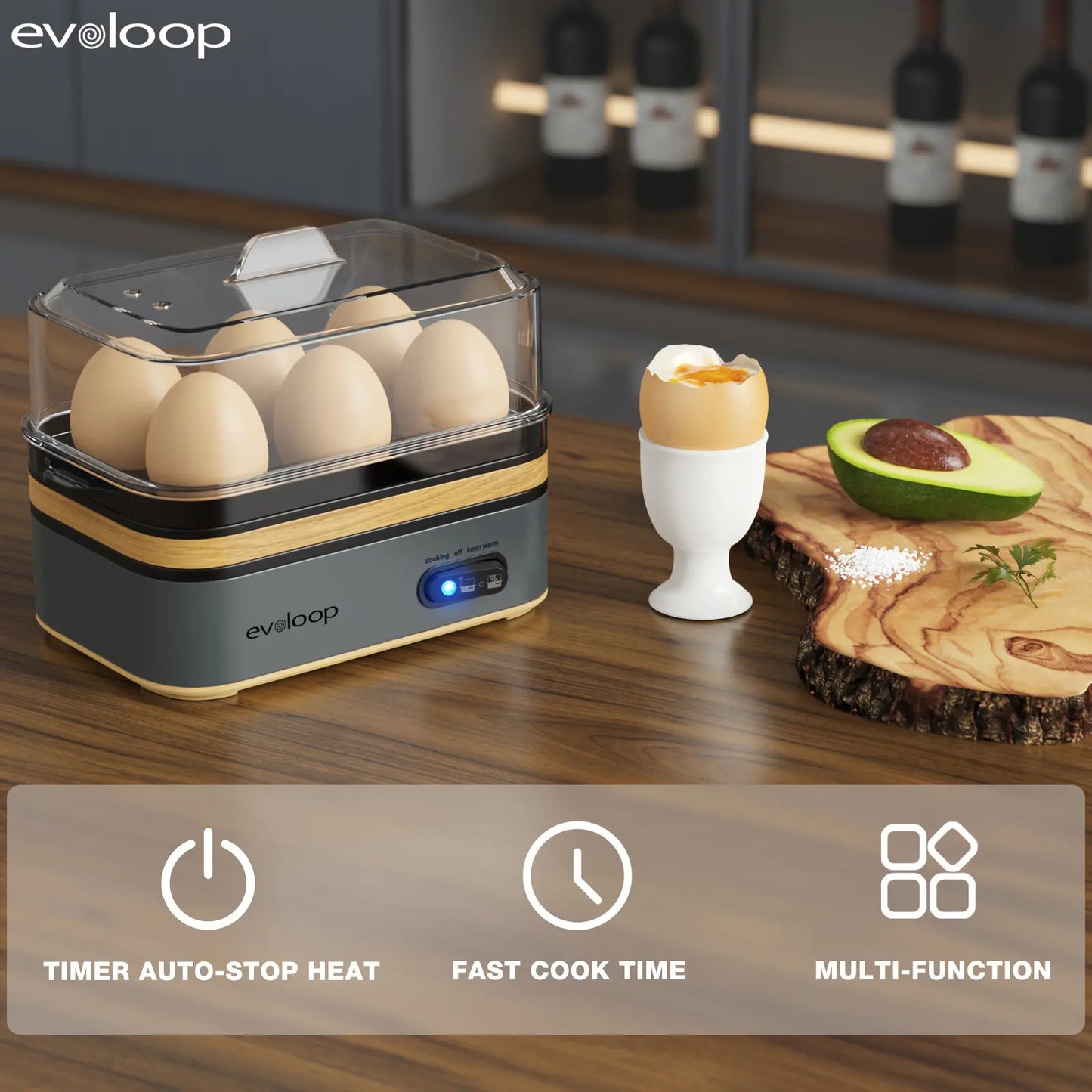 EVOLOOP Rapid Egg Cooker - 6 Egg Capacity, BPA Free