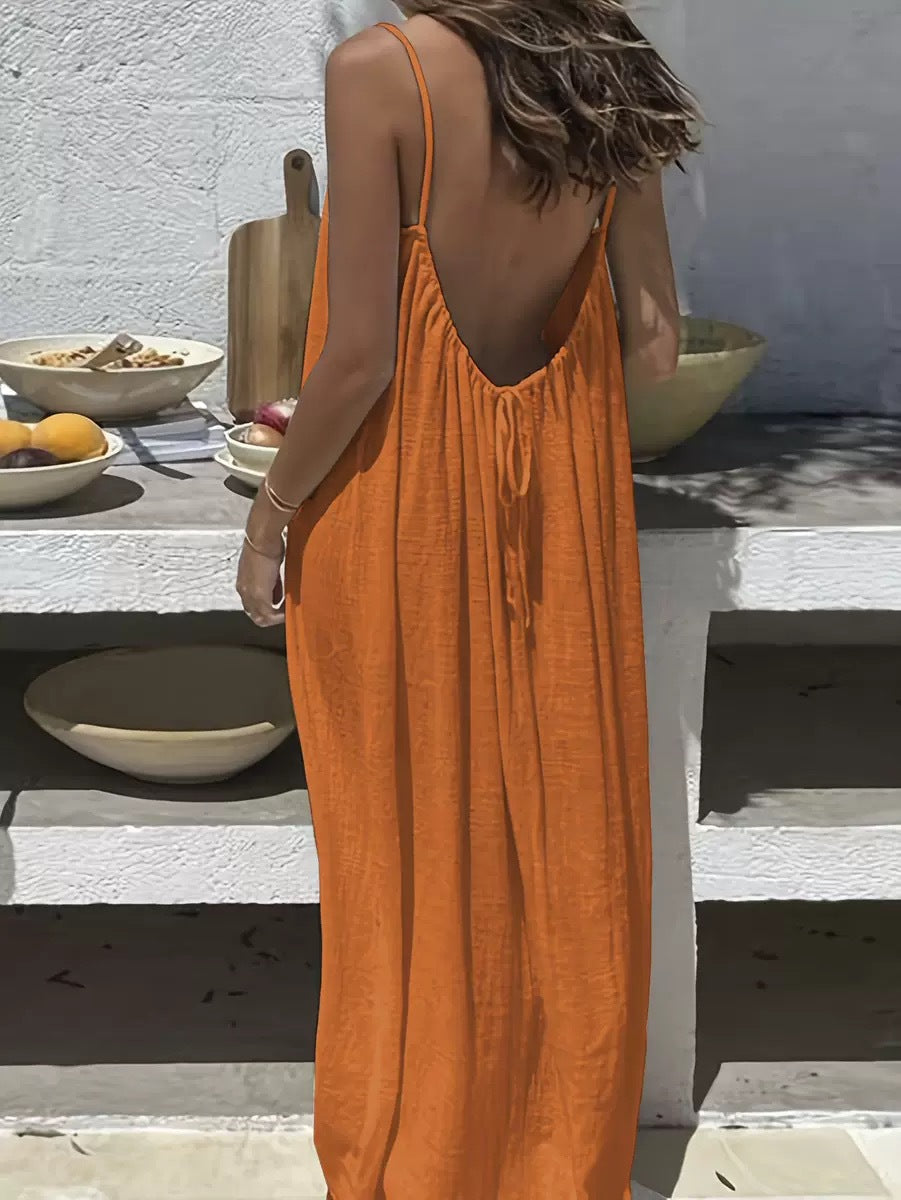 💃LAST DAY SAEL 40% OFF!!✨Women's Solid Color Cami Lounge Dress💕