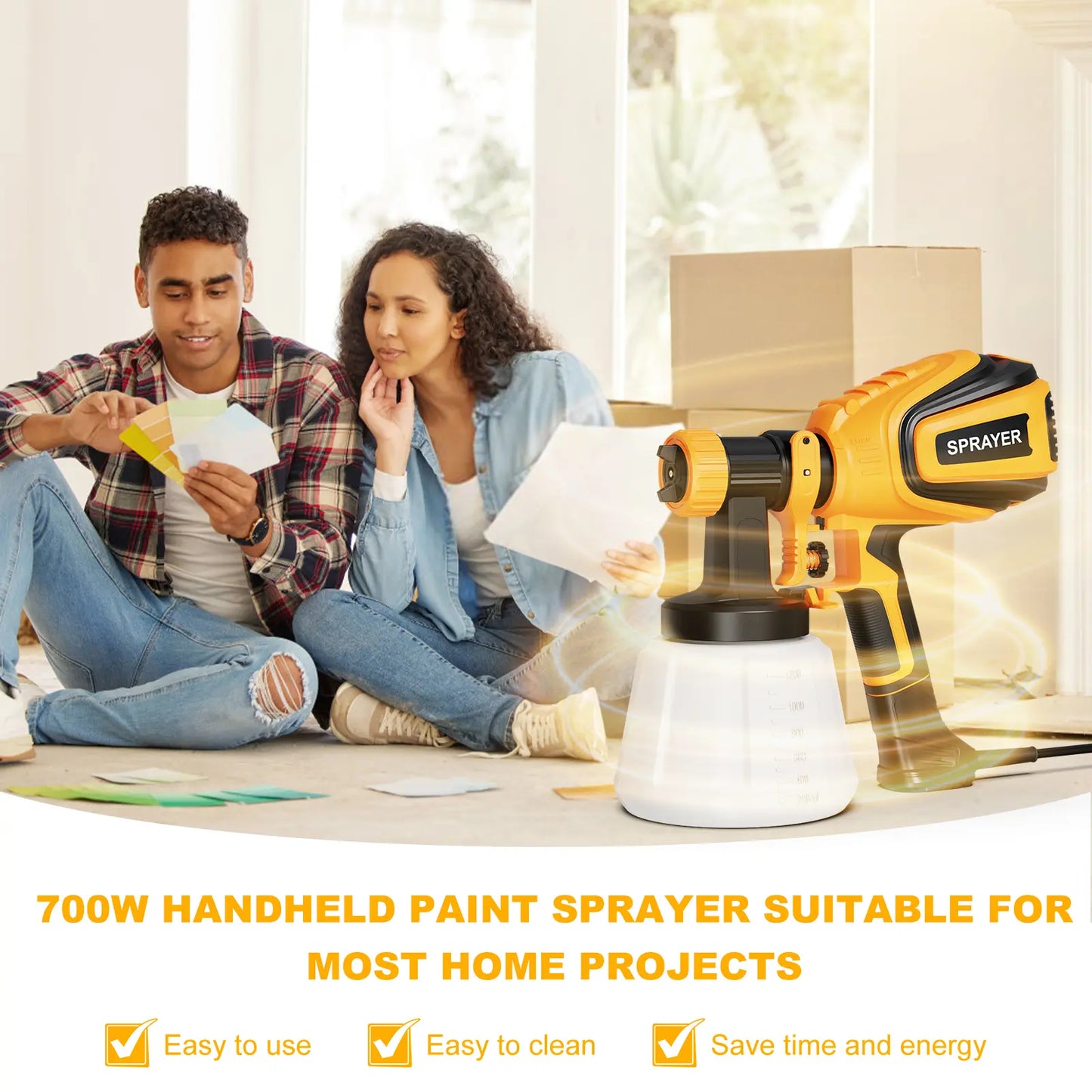 VONFORN 700W HVLP Paint Sprayer with 4 Nozzles & Patterns