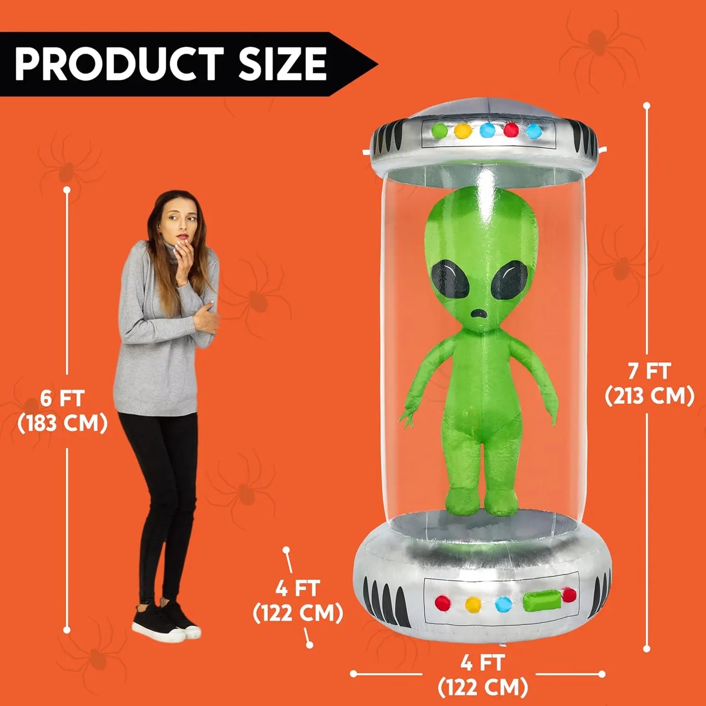 7ft Halloween Alien Inflatable Test Tube with Animated LEDs