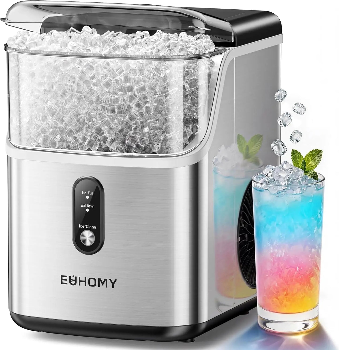 EUHOMY Nugget Ice Maker - Countertop Soft Ice Machine