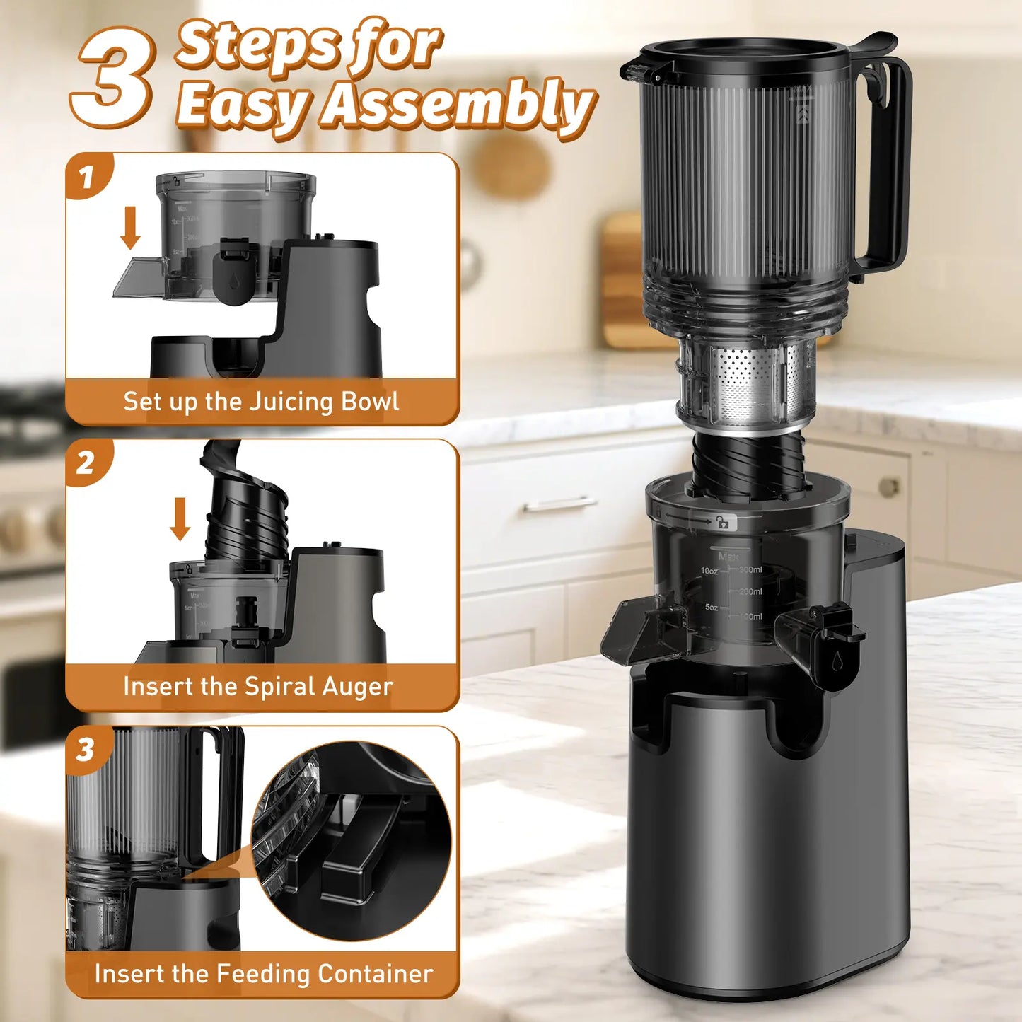 LQZ 350W Cold Press Juicer - High Juice Yield & Easy Clean