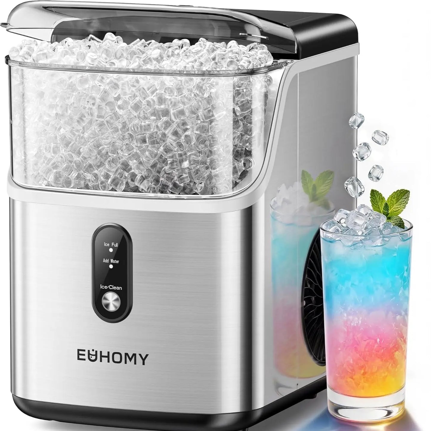 EUHOMY Nugget Ice Maker - Countertop Soft Ice Machine