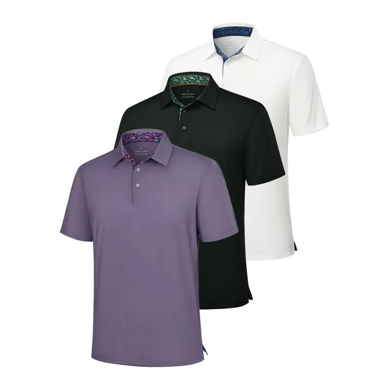 3-Pack Men’s Polo Shirts – Soft Breathable Cotton Blend, Comfortable Short Sleeve Casual Fit, Classic Collared T-Shirts for Work, Golf, Travel & Everyday Wear