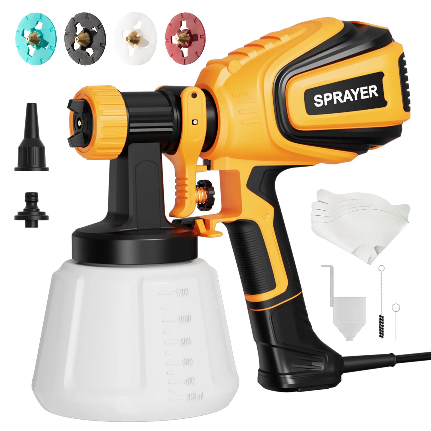 VONFORN 700W HVLP Paint Sprayer with 4 Nozzles & Patterns