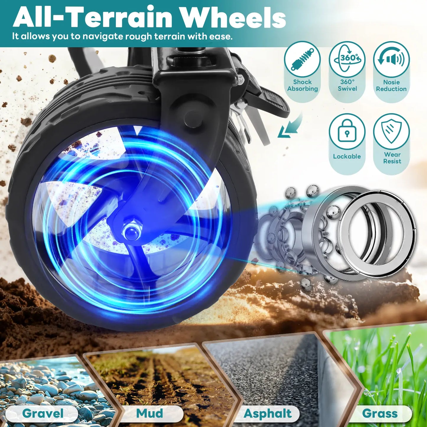 Heavy Duty Collapsible Utility Wagon 440lbs with All Terrain Wheels