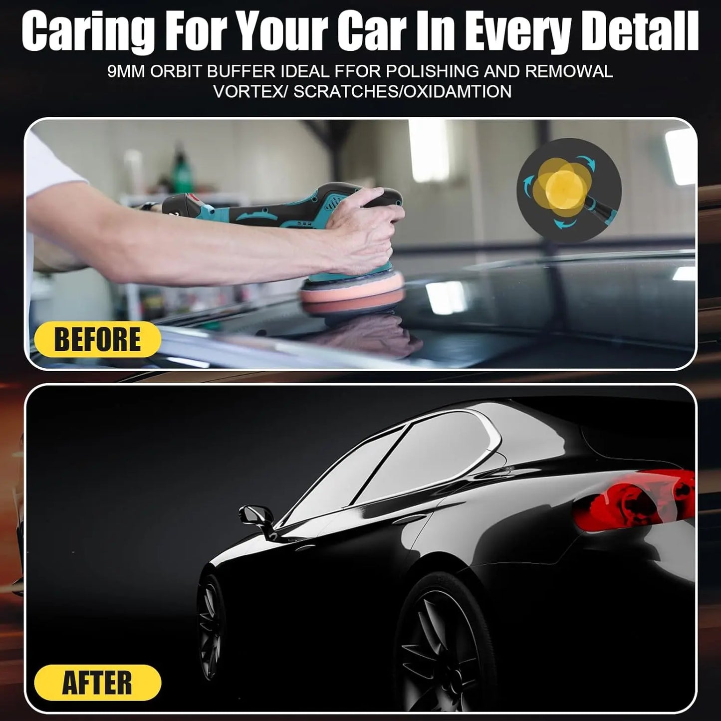 Cordless Car Buffer Polisher with 8 Variable Speeds