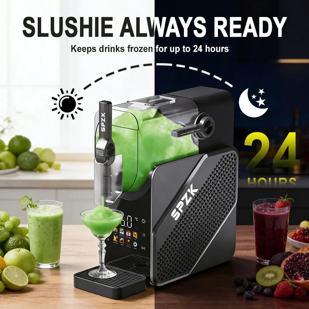 SPZTJK Slushie Machine & Soft Serve Maker IColour Touch Screen, Real-Time Temp Display,Powerful Compressor, 7 Presets, Auto-Clean,24hr Keep Cold for Home, Cafe & SmallBusiness