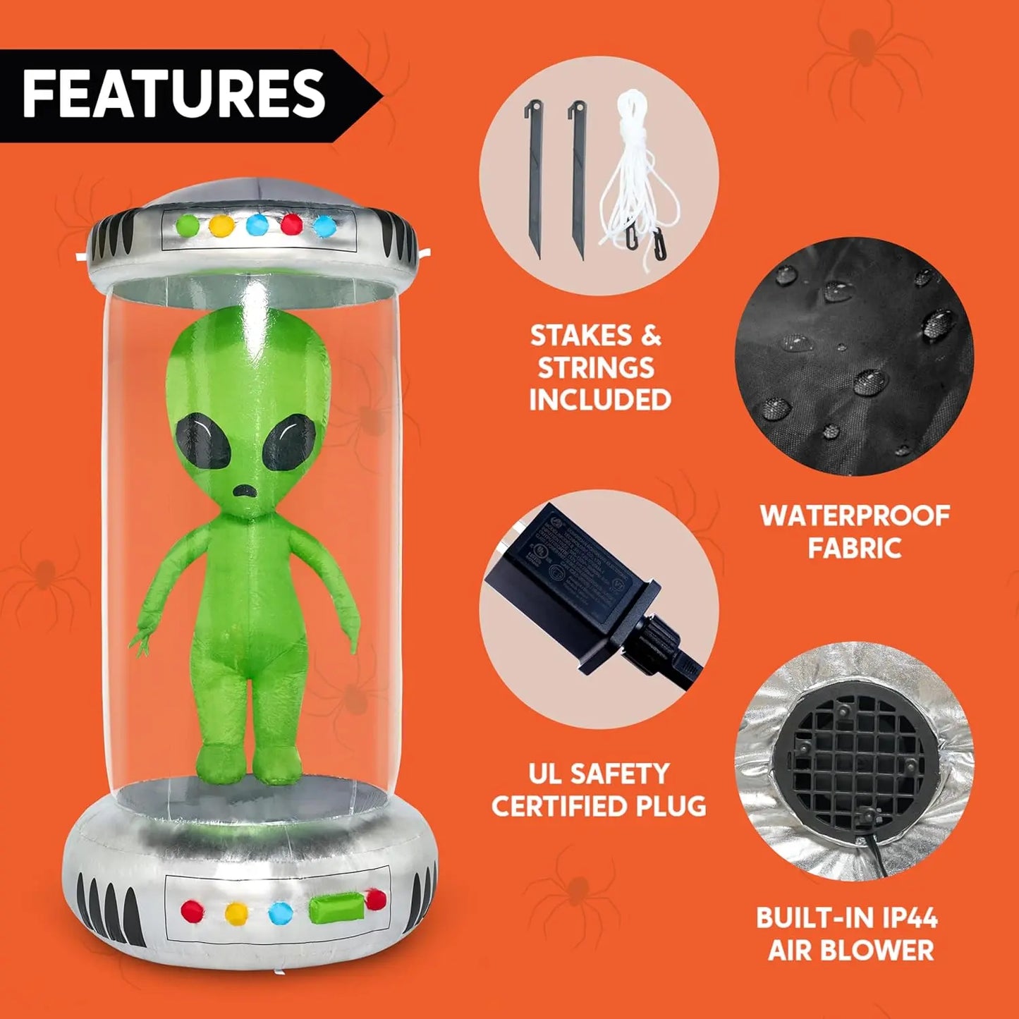 7ft Halloween Alien Inflatable Test Tube with Animated LEDs