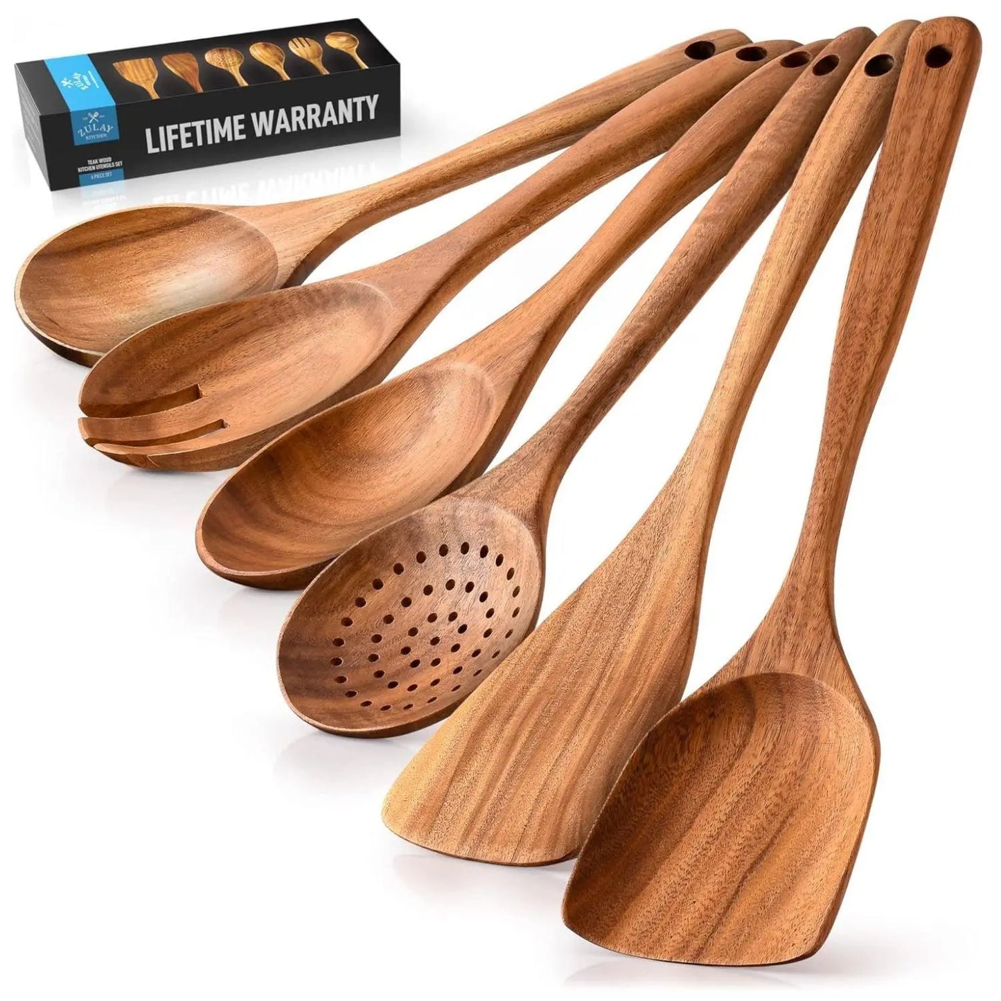 Teak Wood Kitchen Utensil Set 9-Piece for Nonstick
