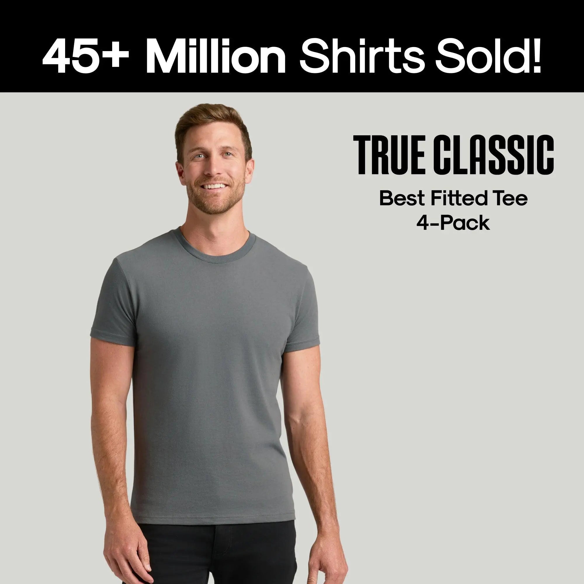 True Classic Men's 4-Pack Crew Neck T-Shirts - Premium Fit