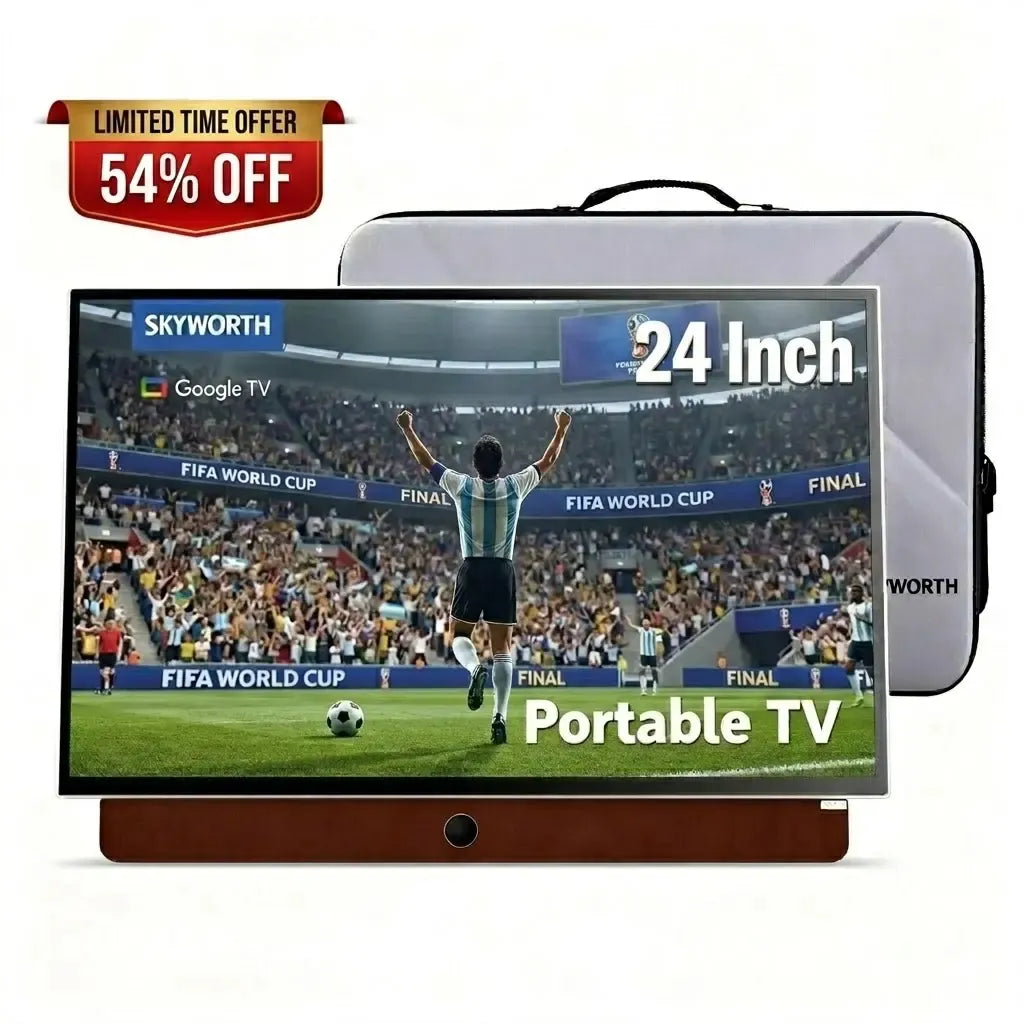 🔥24-Inch Portable Smart TV with Built-In Battery & Carry Case – FHD Matte Display