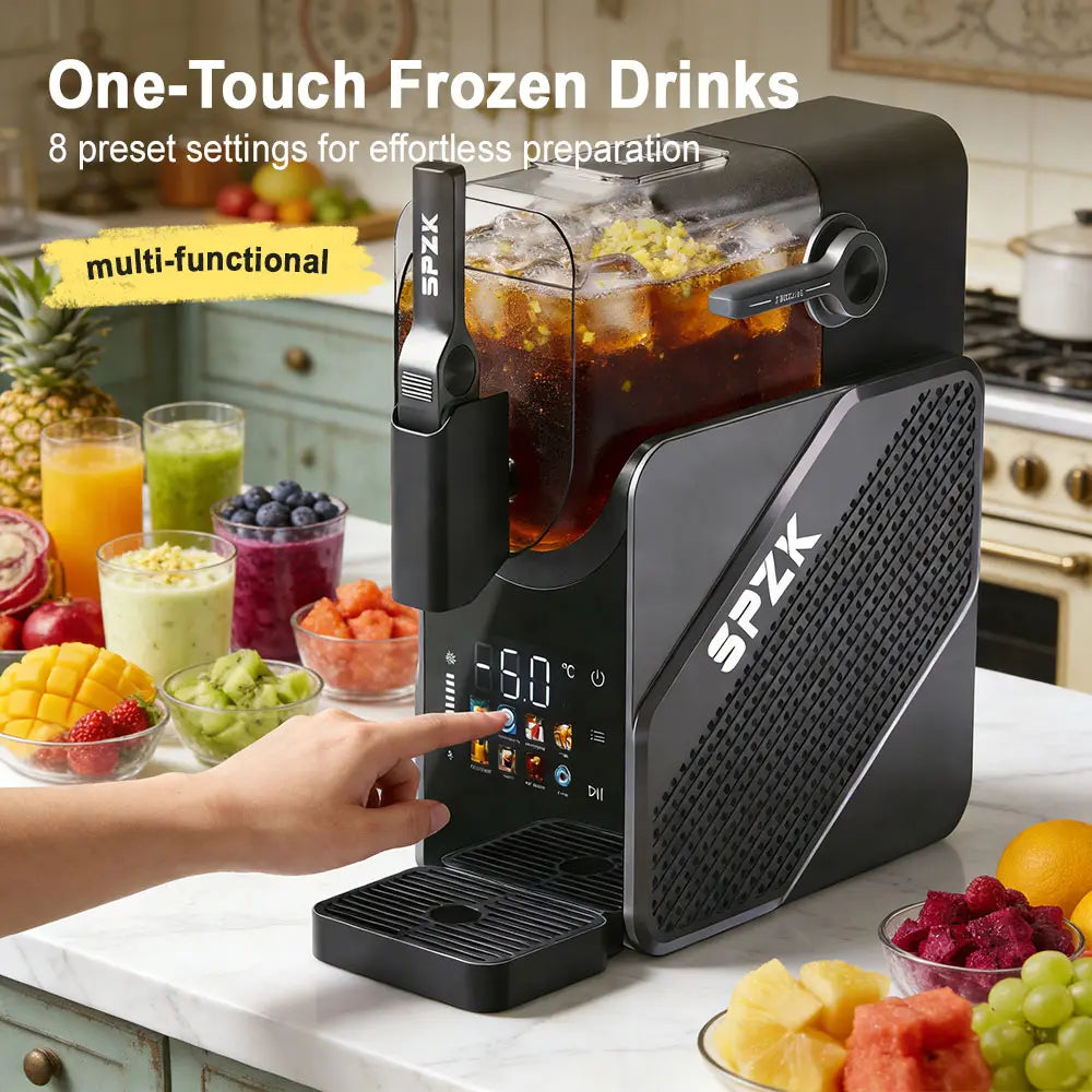 SPZTJK Slushie Machine & Soft Serve Maker IColour Touch Screen, Real-Time Temp Display,Powerful Compressor, 7 Presets, Auto-Clean,24hr Keep Cold for Home, Cafe & SmallBusiness