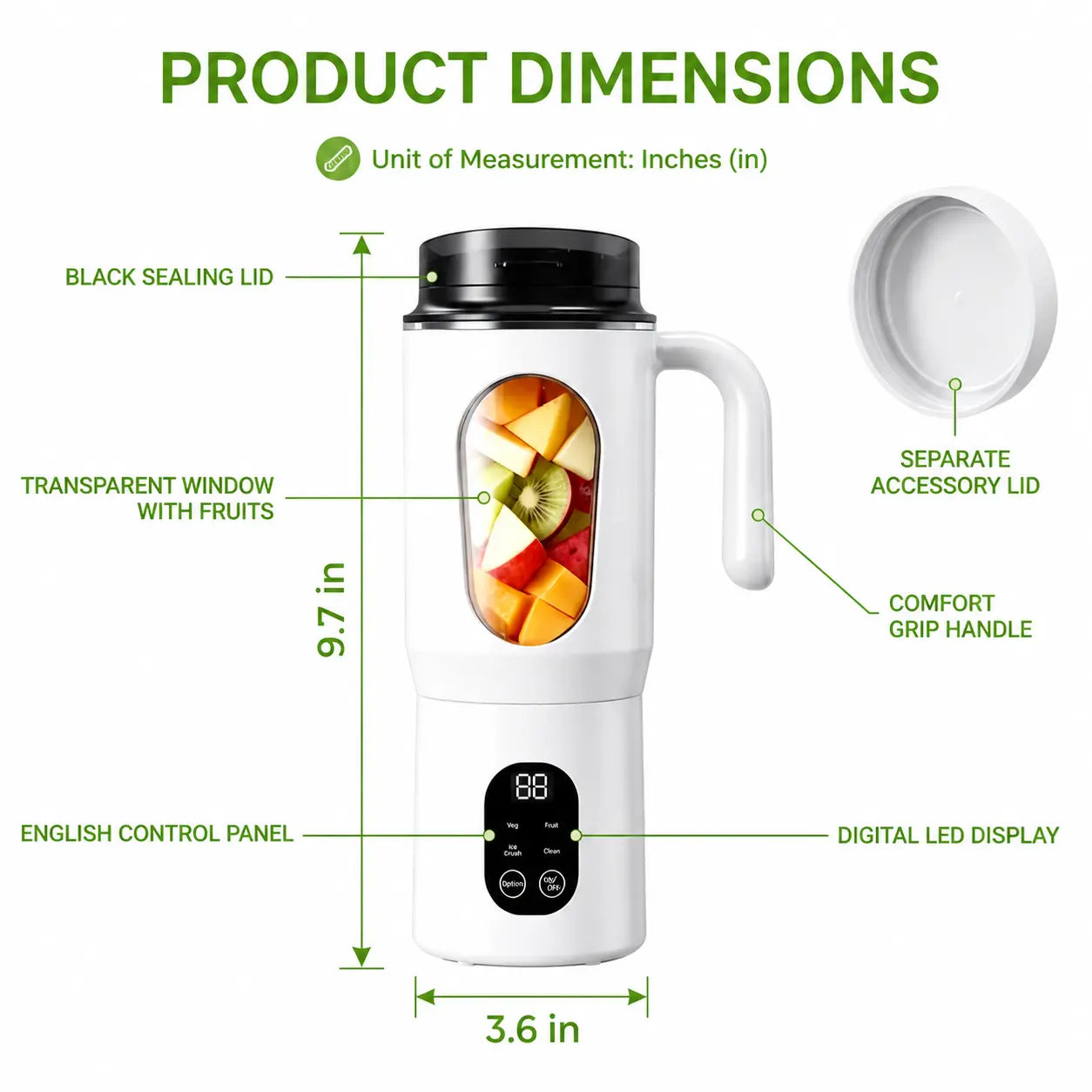 580ML Portable Juicer with LED Display and Powerful 22000 RPM